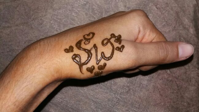 w letter tattoo mehndi design