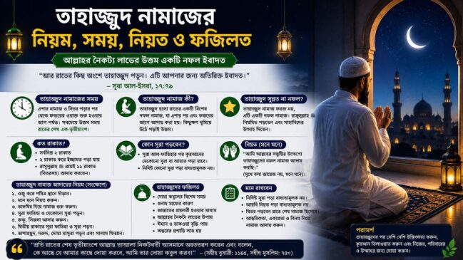 তাহাজ্জুদ নামাজের নিয়ম, সময়, নিয়ত ও ফজিলত